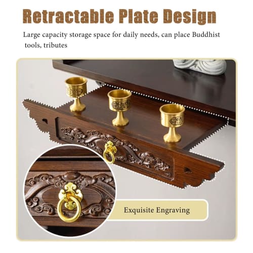 Wall-Mounted Buddhist Altar Stand, Shinto Shrine, Home Meditation and Prayer Stand/Day of the Dead Altar Holder, Buddhist Altar Incense Rack (60cm (23