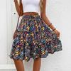 Summer Small Floral Women's Floral Bohemian Ruffle Hem Skirt