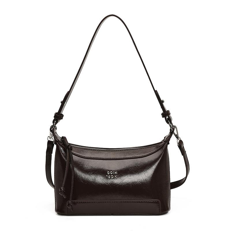 Oil Wax Leather Bag Women'S Bag Trendy One Shoulder Underarm Dumpling Bag Fashionable And Simple Underarm Bag
