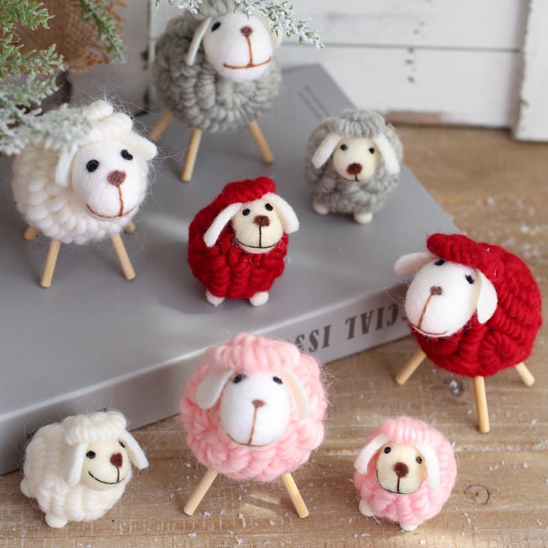 Festive Tabletop Christmas Tree Decor Felt Sheep Modern Design Holiday Parties