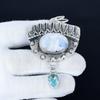 Mondstein Anhänger, 925 Sterling Silber Handgefertigter Schmuck, Blautopas Silberanhänger, Partyschmuck für Damen, Anhänger Jubiläumsgeschenk