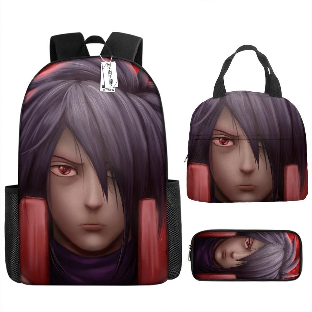 Naruto Schoolbag Elementary School Boys Large Capacity Schoolbag Lunch Bag Pencil Case Three-piece Set