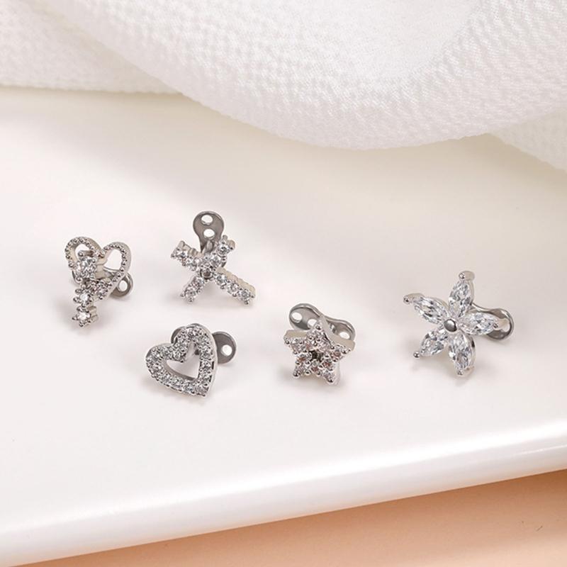 Pair Of Geometric 316L Stainless Steel Body Jewelry Geometric Body Studs For Unique Fashion And Style Expression