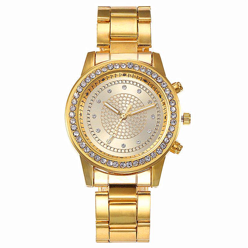 

Модные женские часы Кварцевые часы из сплава стали с бриллиантовым циферблатом Простые наручные часы Ladise Clock Zegarek Damski золотой