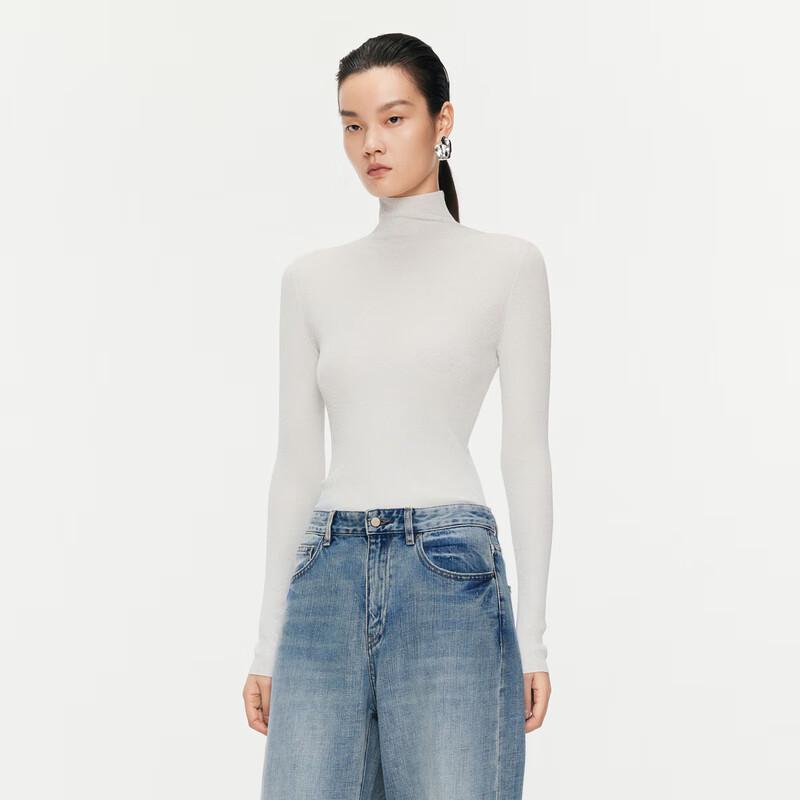 JNBY 2024 Fall Slim Fit High-Neck Pullover Knit Sweater