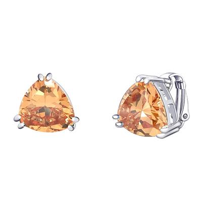 Ohrstecker Dreieck Trillion Schliff Zirkonia rhodiniert Geburtstag Geburtsstein Damen Feiertag, (Sekt) (Clip-on) BE221936CP-CL