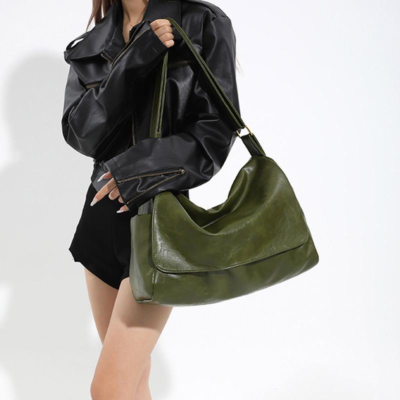 New Fashionable Versatile Large Capacity Soft Leather Shoulder Crossbody Bag Women Solid Color Flap Shopper Handbags CLE