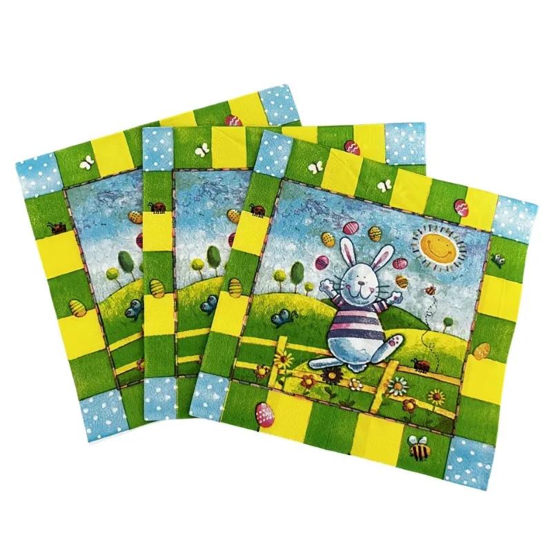 

20 шт./упак. 33*33 см 2-слойные одноразовые салфетки для вечеринок с пасхальным узором