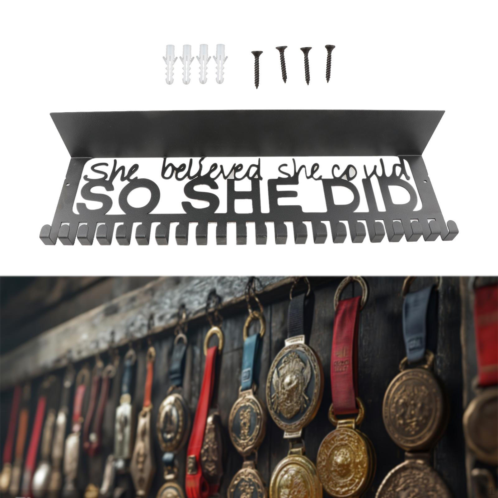 

Держатель для медалей, большая вместимость, настенное крепление из нержавеющей стали, полка для трофеев для баскетбола