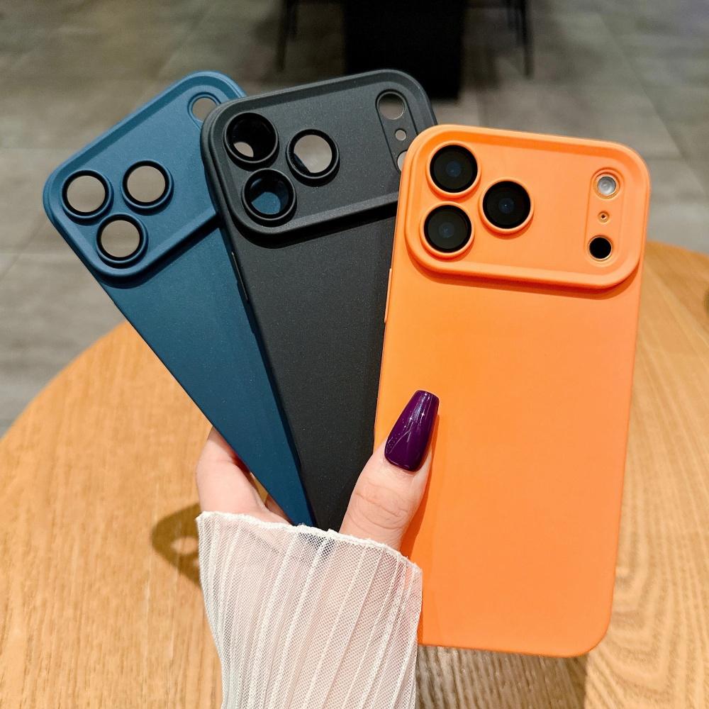 Original Orange Liquid Silicone Phone Case For iPhone 17 Pro Max 16 17 Pro 13 14 15 12 11 Pro Max Candy Matte Shockproof Coque