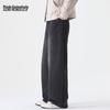 Mark Fairwhale Men's Vintage Faded Black Straight Wide-Leg Jeans