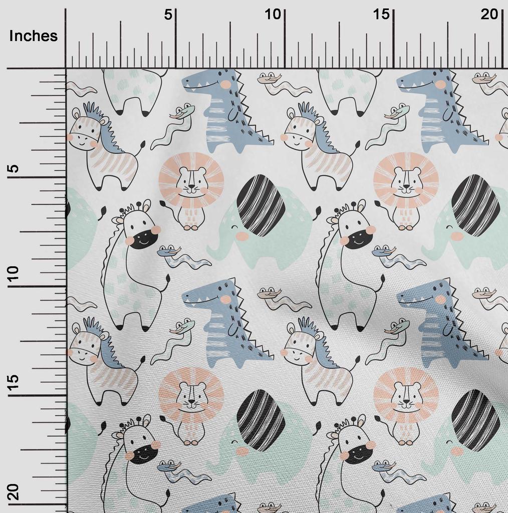 oneOone Cotton Flex Amethyst Fabric Kids Cutie Animal Sewing Material Print Fabric by The Yard 40 Inch