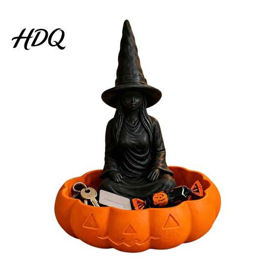 Desktop Sundries Holder for Women Halloween Witch Jewelry Dish Gothic Trinket Retro Themed Gift Storage Tray Rings Keys Home Office Decor Party Table