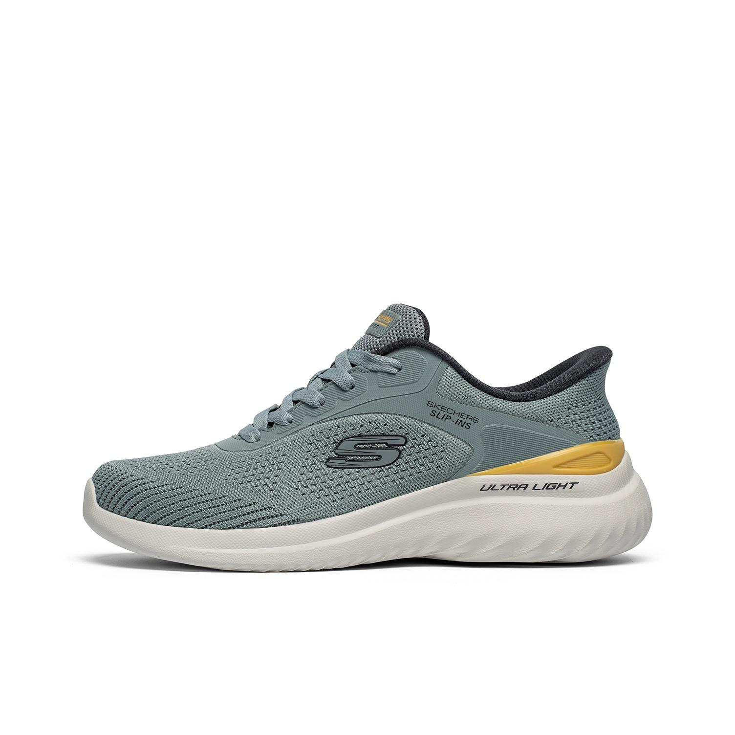 Skechers Slip-Ins Bounder 2.0 Удобные Амортизирующие Нескользящие Износостойкие Дышащие Легкие Теплые Низкие Повседневные Кроссовки 233033-SAGE 40
