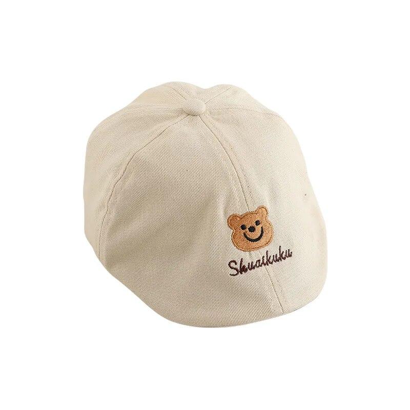 5 Farben Bär Baby Hut für Mädchen Jungen Kappe Vintage Baumwolle Kid Baskenmütze Hüte Einstellbar Infant Kleinkind Kappe 1-3Y
