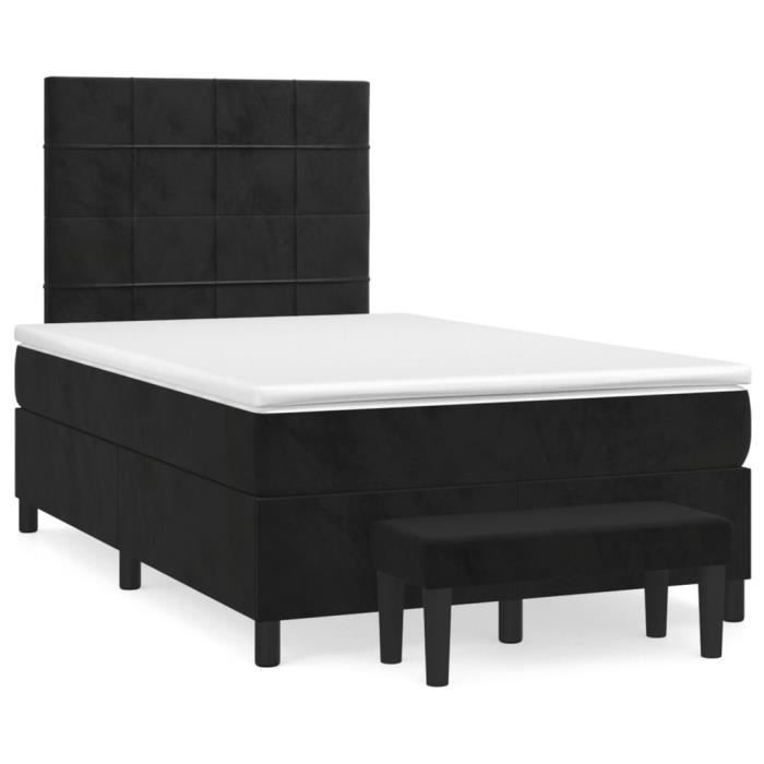 3137835 vidaXL Divan Bed with Mattress Black 120x200 Cm Velvet