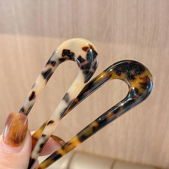 Hairpin U Shape Hair Jewelry Mini Women Leopard Hair Fork for Festival