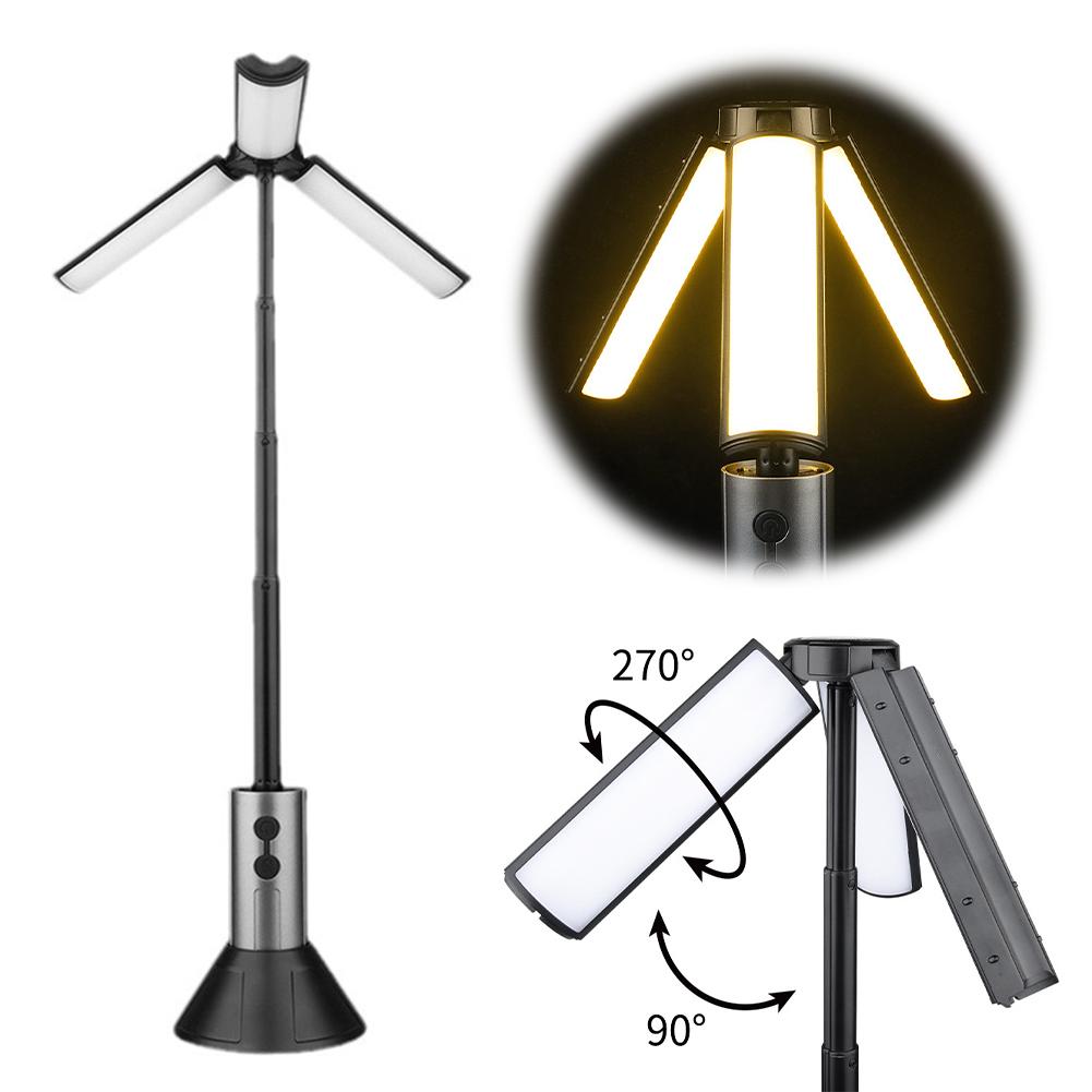 Multifunctional Tent Lamp Telescoping Stand Emergency Flashlight with Lampshade Portable Torch Waterproof for Job Site Workshop
