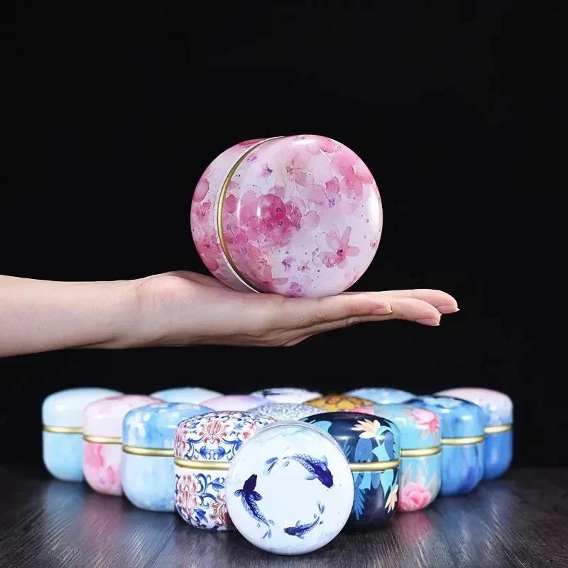 New Portable Retro Metal Tea Can Chinese Candy Coffee Bean Tea Bag Sealed Moisture-proof Container Personalized Storage Supplies