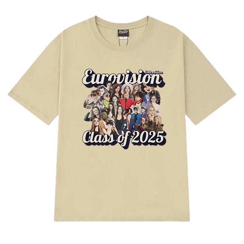 Hot Sale Eurovision Song Contest Class of 2025 Unisex Short Sleeve T Shirts Men Women Cotton Short Sleeve T-shirt Cotton Tops