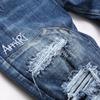 Denim Street Youth Trendy Jeans Embroidered Hole Stretch Small Leg Men's Jeans