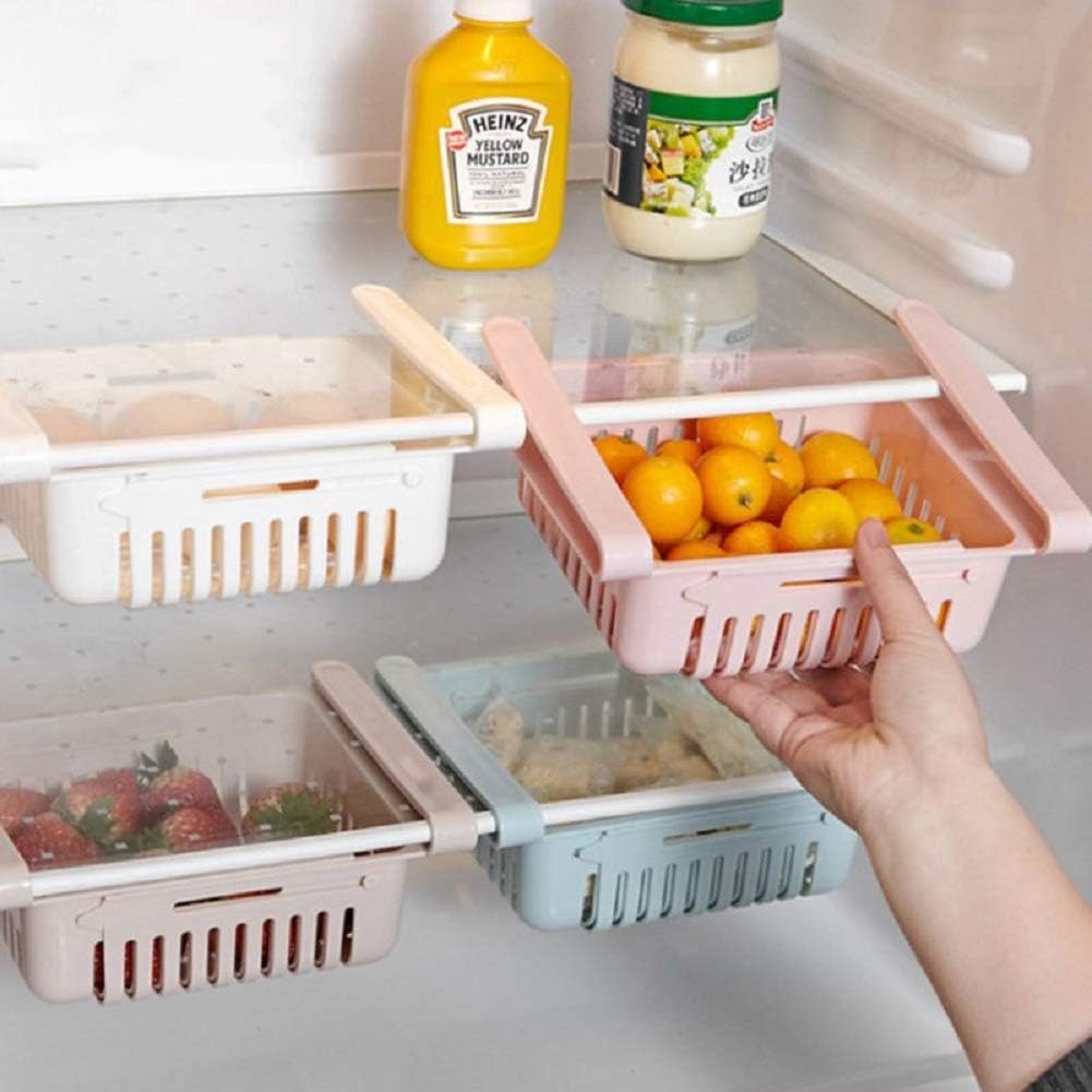4 Pcs/set Creative Fridge Layer Storage Rack Refrigerator Partition Sliding Drawer Food Crisper Holder Fresh-keeping Layered Organizers Drawer (4