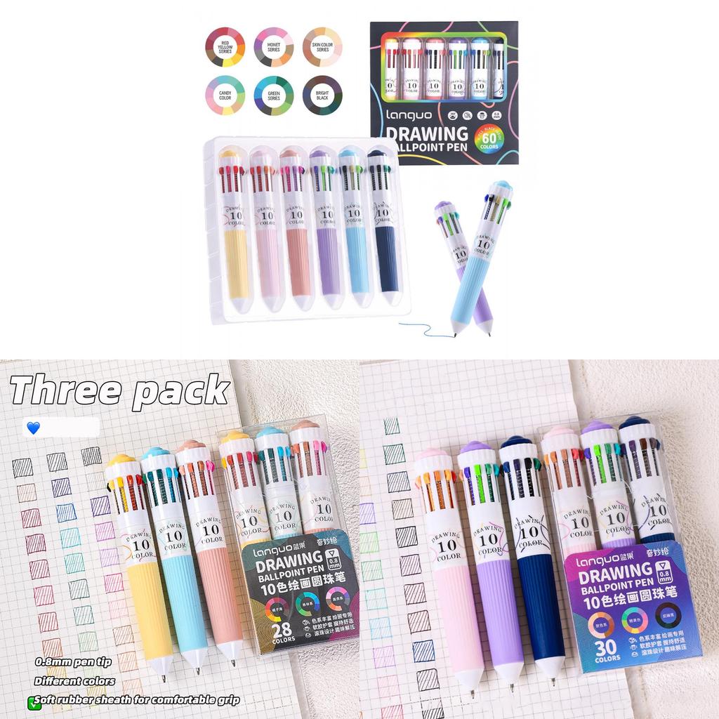 Color Pressbutton Ballpoint Pen With Sketching And Drawing For Students