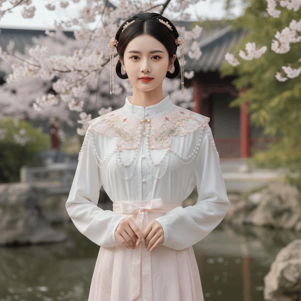 Chinese Style Embroidered Shawl Embroidery Design Detachable False Collar  Hanfu Accessories