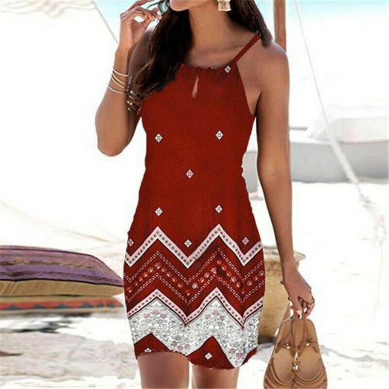 Women's Strappy Floral Print Mini Dress For Summer Stylish Beach Getaways