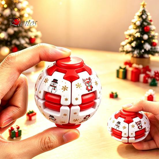 Stocking Stuffers for Kids Press to Spin Fidget Ball, Transformable Spinner Sensory Stress Relief Christmas Party Favors Children Toy Adults