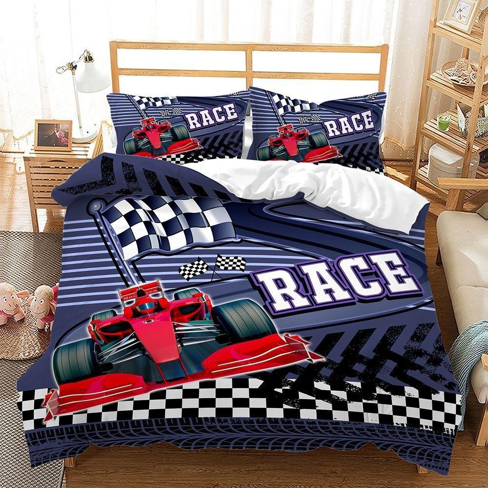 3D Sports Car Pattern Bedding Set Motorcycle Car Printed Down Duvet Cover Pillowcase Single Double Bed Home Decoration Youth Gift