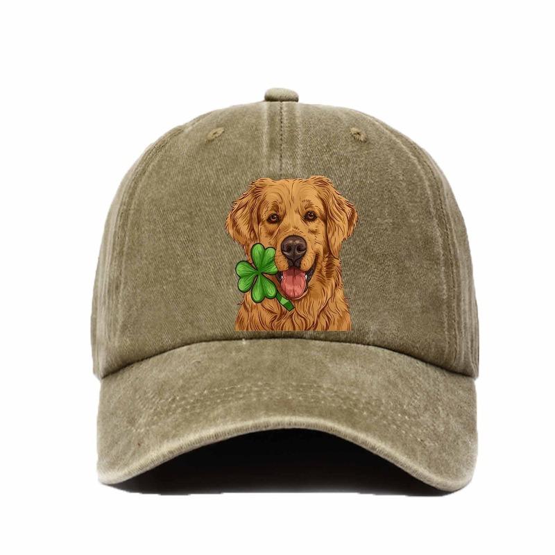 1pc Vintage Baseball Cap with Cute Golden Retriever Print,retro Adjustable Breathable Casual Fashion Accessories Hat for Women