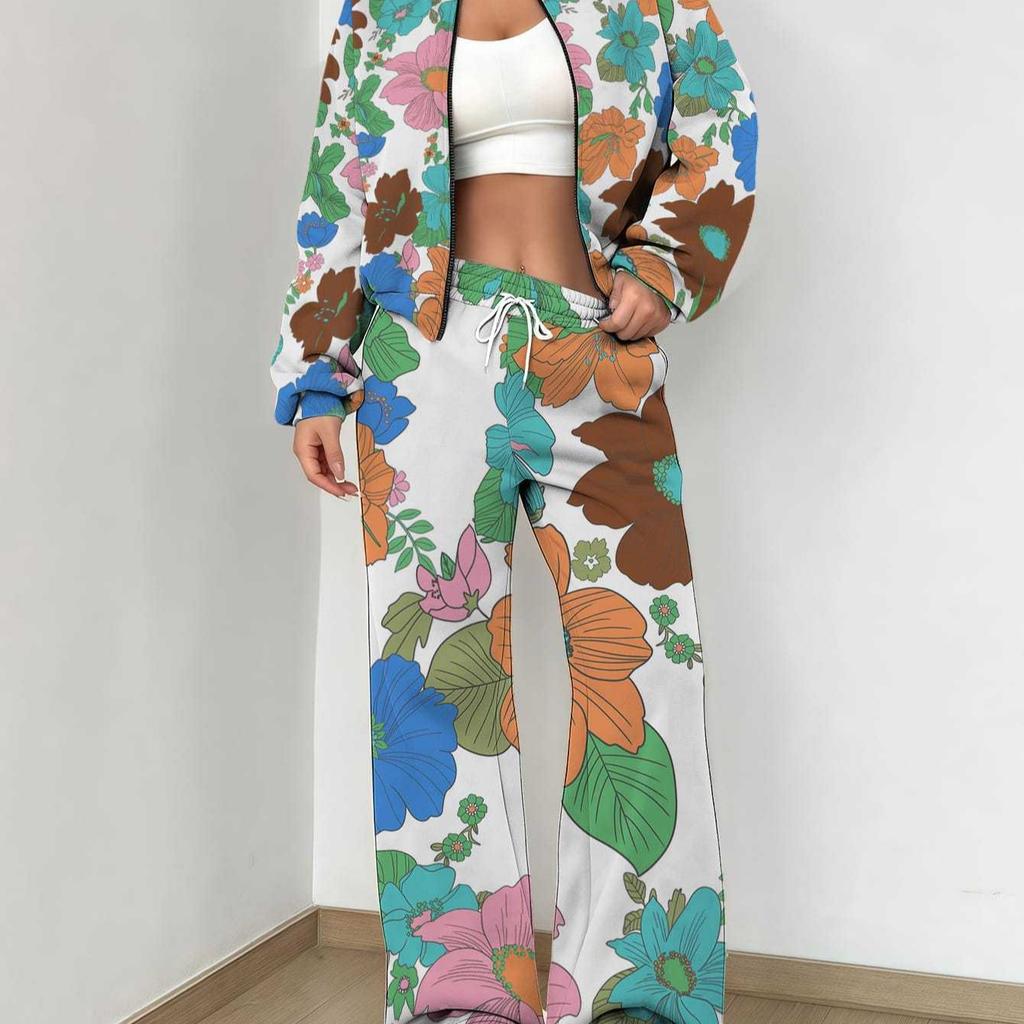 1116 New Popular Autumn and Winter New European and American Women's Clothing Flower Printing Suit Women