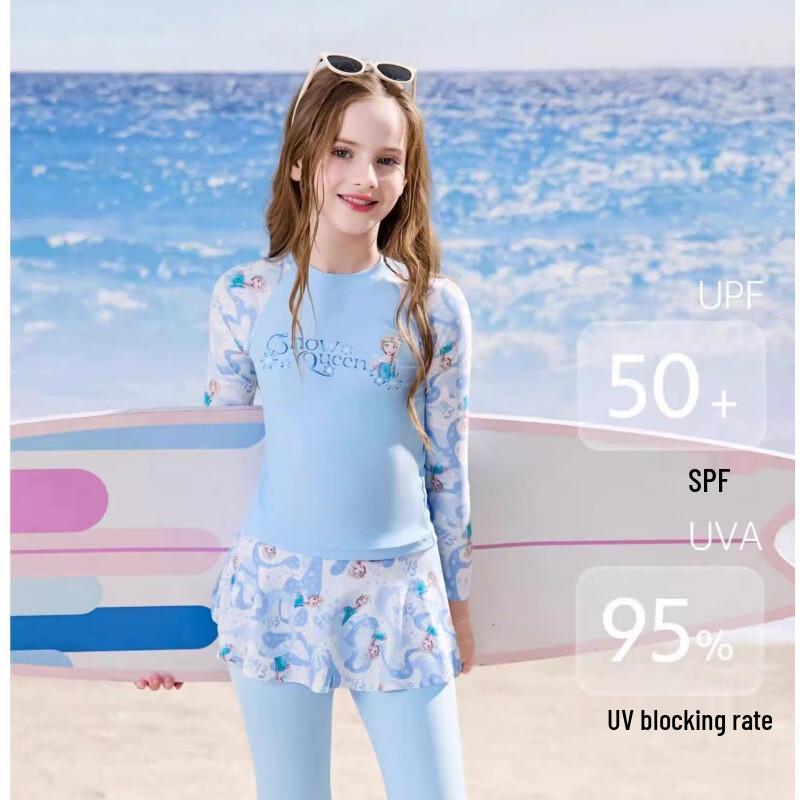 Disney Girls' Two-Piece Long Sleeve Sun Protection Swimsuit