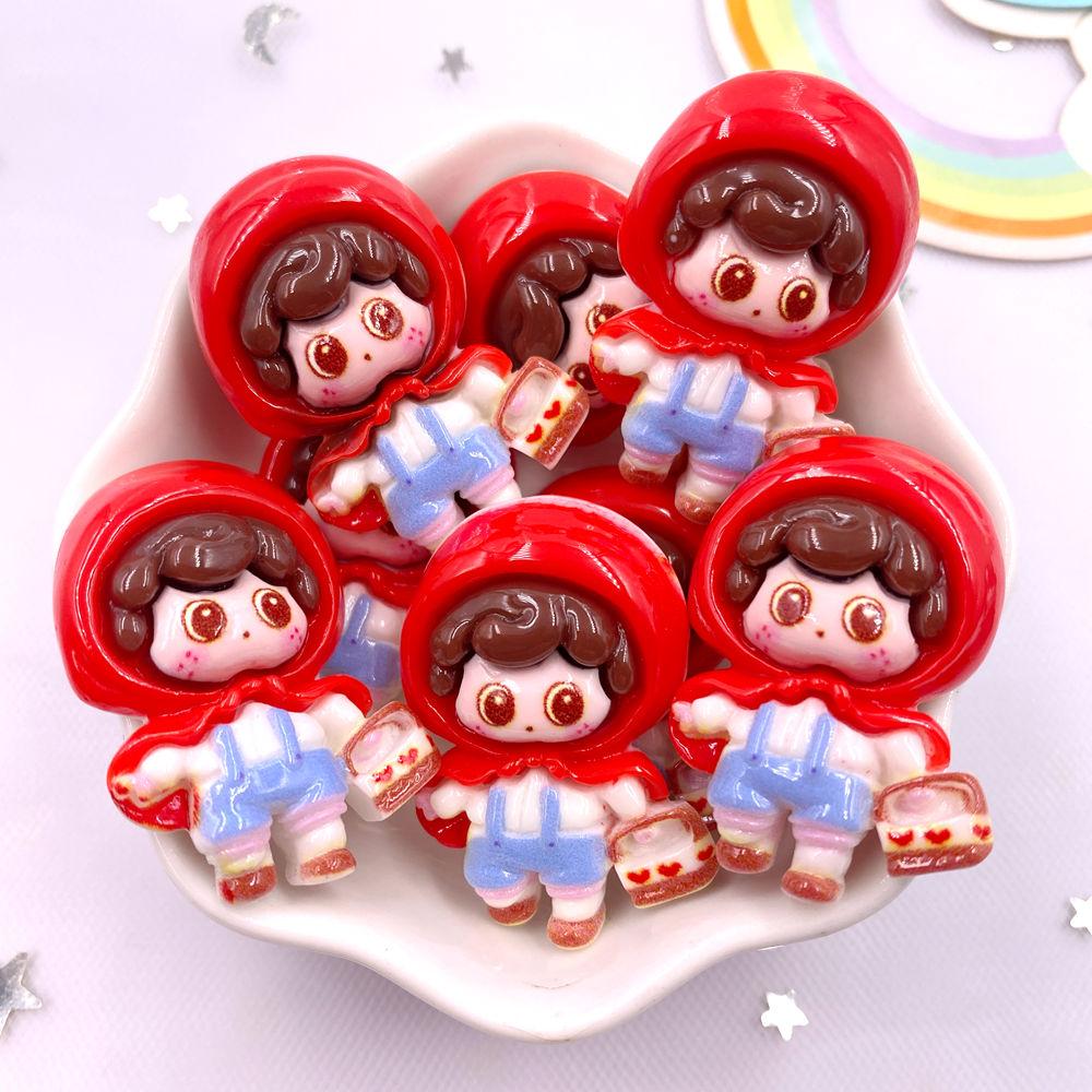 Resin Colorful Kawaii Prince Boy Princess Girl Flat Back Stone Cartoon Figurines 6PCS Scrapbook DIY Bow Decor Accessories Crafts