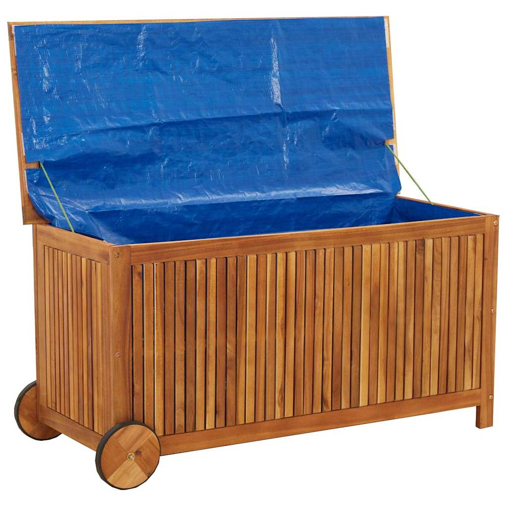 vidaXL Gartentruhe mit Rollen 113x50x58 cm Massivholz Akazie