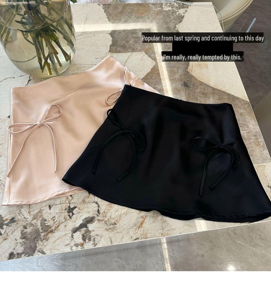 Women's Age-Reducing Pink A-Line Skirt & Black French-Style Top Summer Set - Slimming Sweet & Spicy Look
