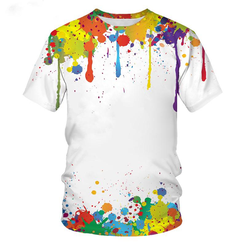 

Новые летние цветные всплеск чернил капли цветные 3D принт футболки с круглым вырезом для мужчин и женщин с коротким рукавом свободные футболки Harajuku топы детская одежда 2XL