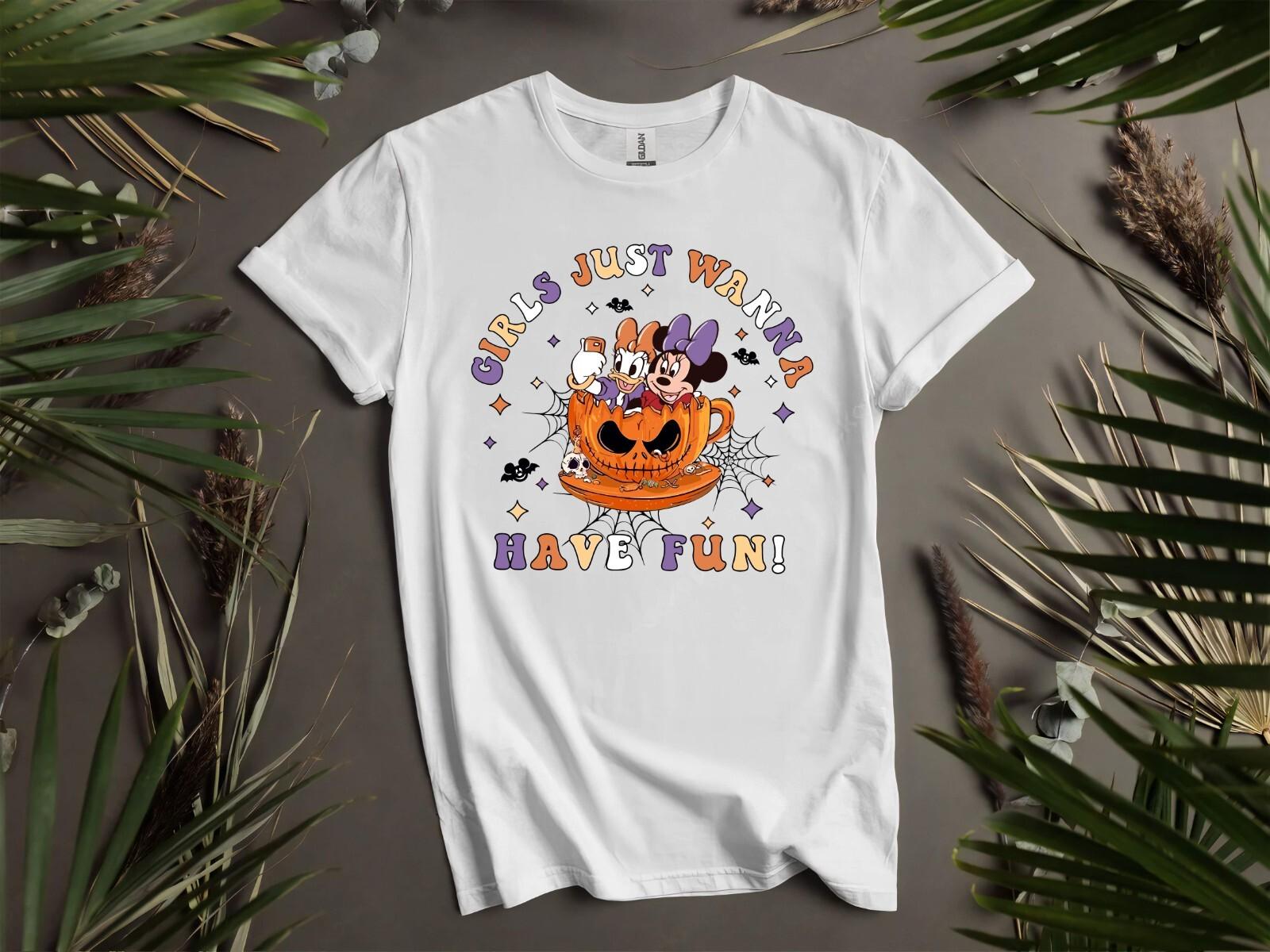 Minnie And Daisy Have Fun Halloween T-shirt T shirt Men Women Unisex Tshirt K900 XL