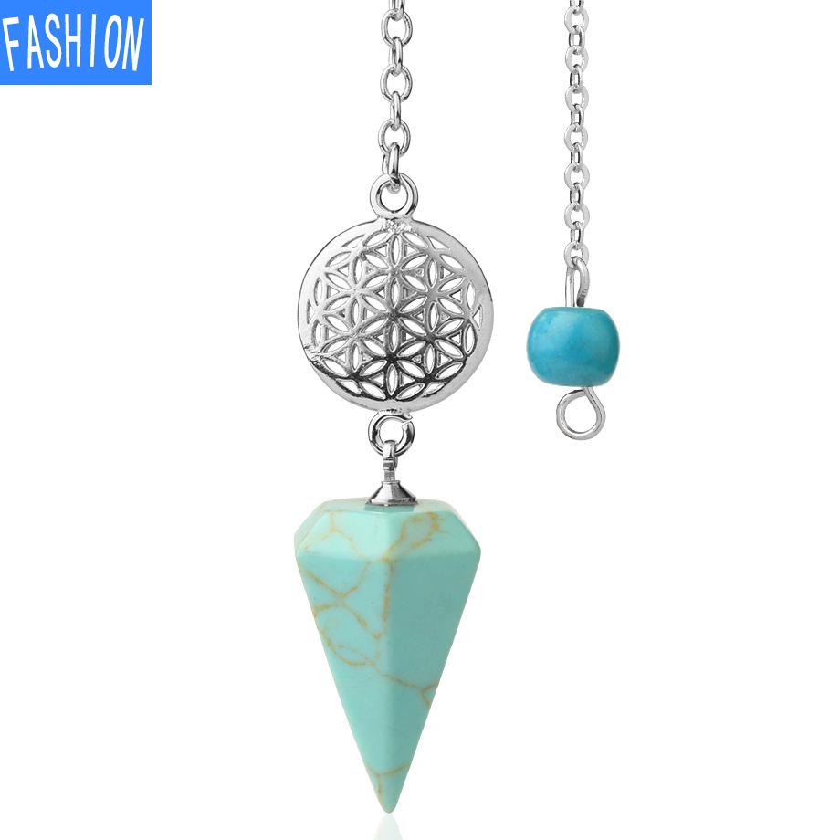 Spirit Pendulum Crystal Semi GEM PENDANT Healing Crystal Point Pendulum Witchcraft Meditation Jewelry