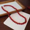 Colar de Contas de Ágata Vermelha Natural Gargantilha Choker Carnelian Redondo Vintage para Mulheres Joias Elegantes para Uso Diário