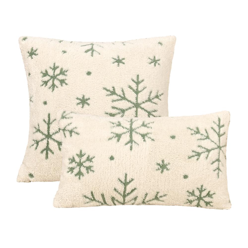 BUYNOW 1PC Plush Snowflake Jacquard Cushion Cover Christmas-themed Soft Minimalist Living Room Sofa Cushion Cover Home Bed Decor