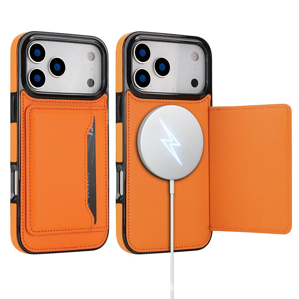 Applicable to iPhone16 mobile phone case Samsung S25 car magnetic suction bracket insert card sticker leather anti-drop protective case Google 9