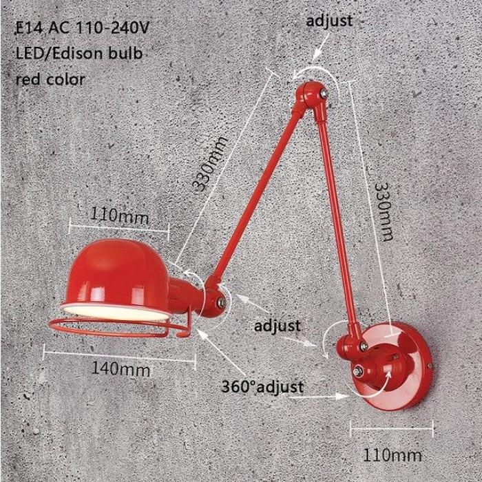 Klasik İskandinav loft endüstriyel tarzı ayarlanabilir Duvar Lambası Vintage aplik duvar ışıkları LED armatür