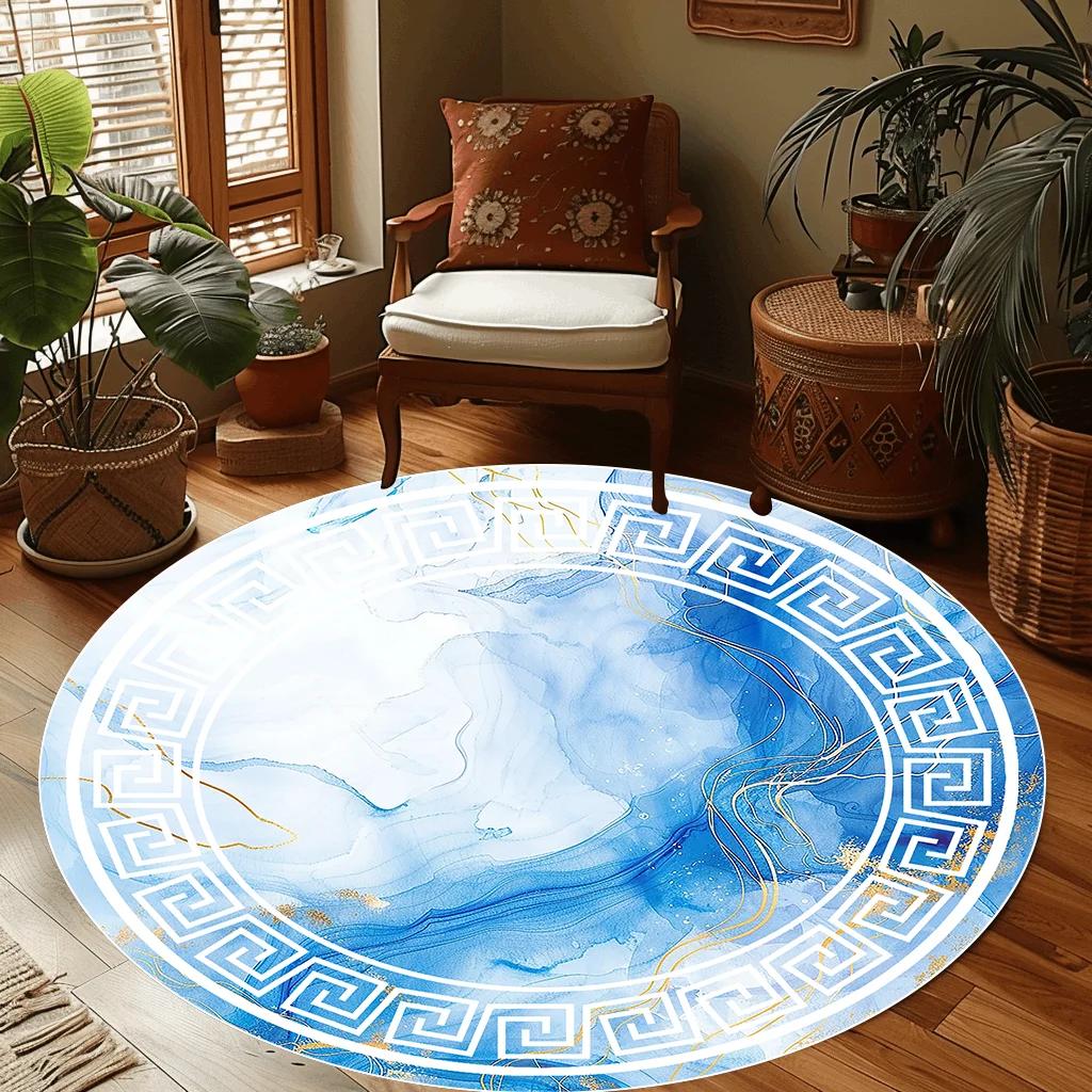 

Light Luxury Round Living Room Carpet Decoration Modern Home Washable Carpet for Rooms Large Area Lounge Non-slip Floor Mat 60x60cm (Diameter)