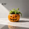 Decorative Pumpkin Container for Porch Patio Halloween Planter, Resin Jack-O-Lantern Flower Pot, Festive Ornament Entryway Plant Pot Succulents