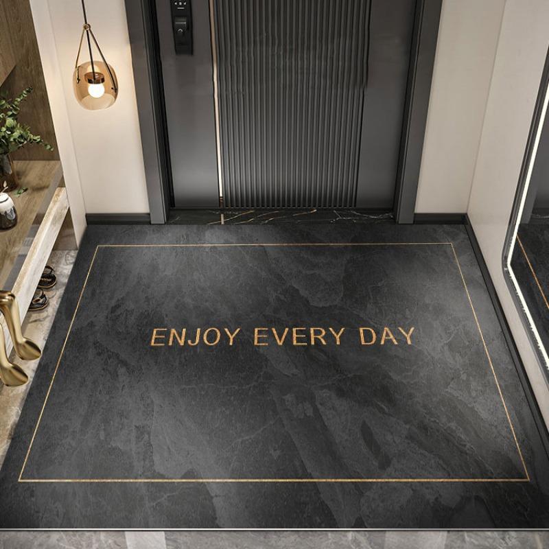 Moderní rohožka Užijte si každý den Design Šedá oranžová barevná schéma Protiskluzová rohožka pro dekoraci předsíně domu