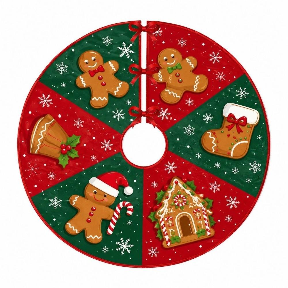 Round Christmas Tree Skirt Washable Xmas Tree Mat Retro Tree Bottom Apron Christmas Decoration