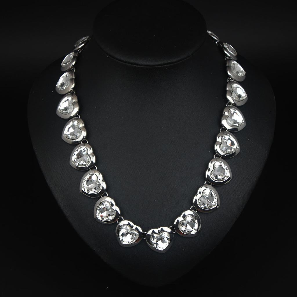 Textured Love Gem Inlaid Short Collarbone Necklace Women'S Jewelry