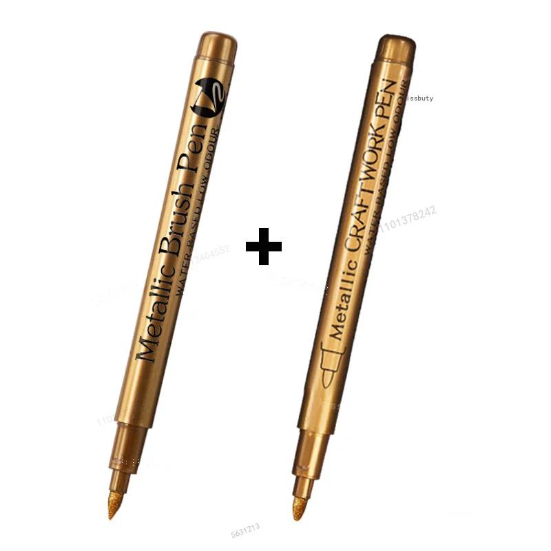 1/3 Stück Pinsel Metallische Marker Stifte Gold Silber Kupfer Permanent Kunst Farbe Marker Stift für Bastelarbeiten Scrapbooking Stoff Kunstbedarf